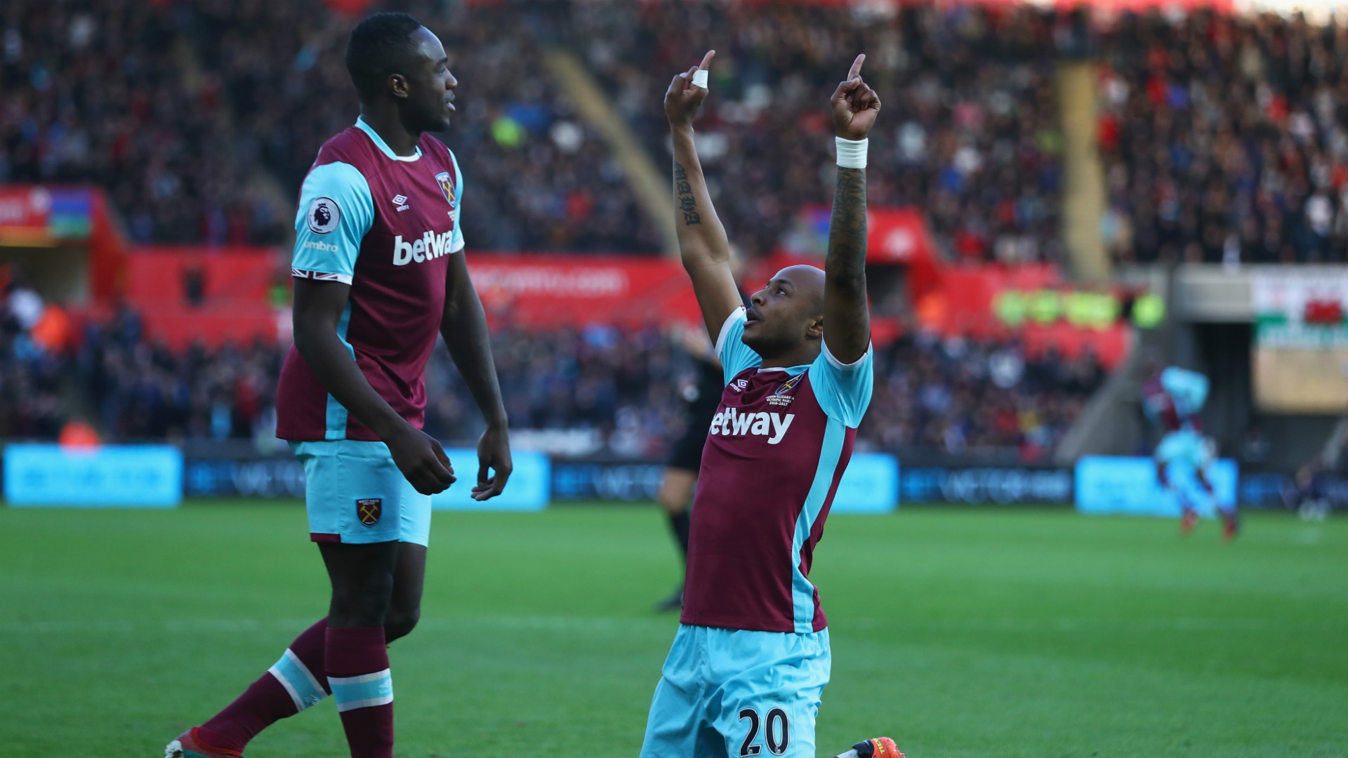 Andre Ayew celebrating a goal. Goal