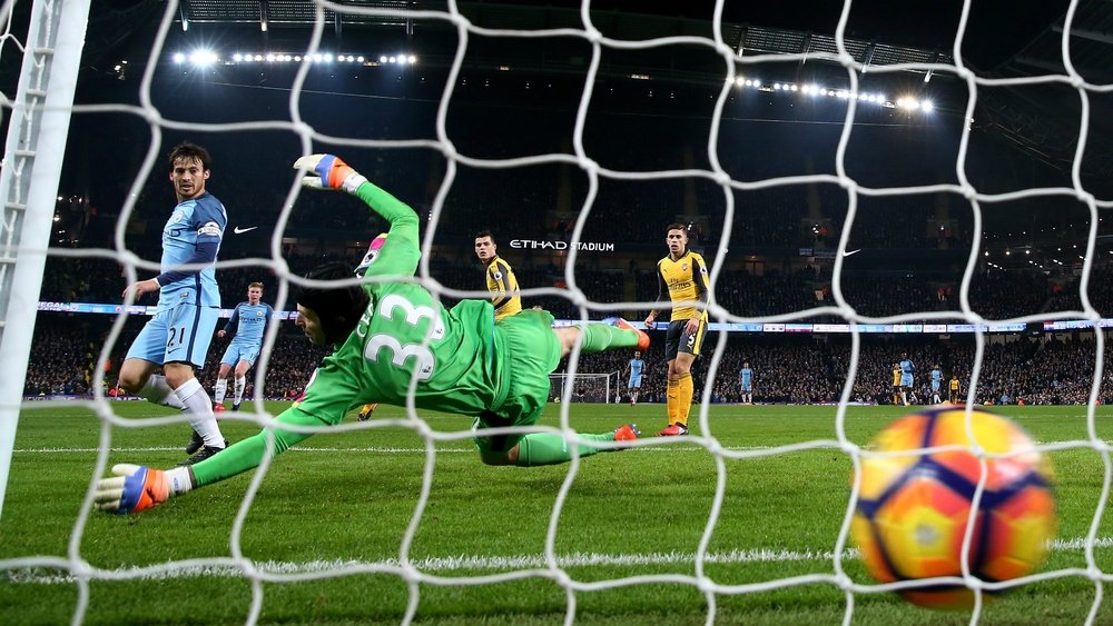 Petr Cech was unhappy that City's second goal was allowed. Goal