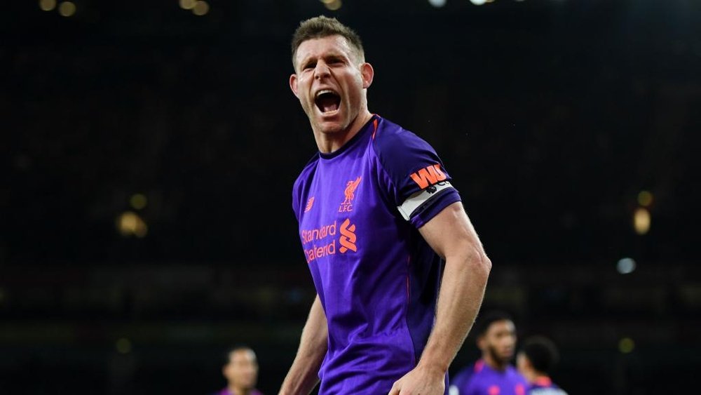 Milner scored in Liverpool's draw with Arsenal. GOAL