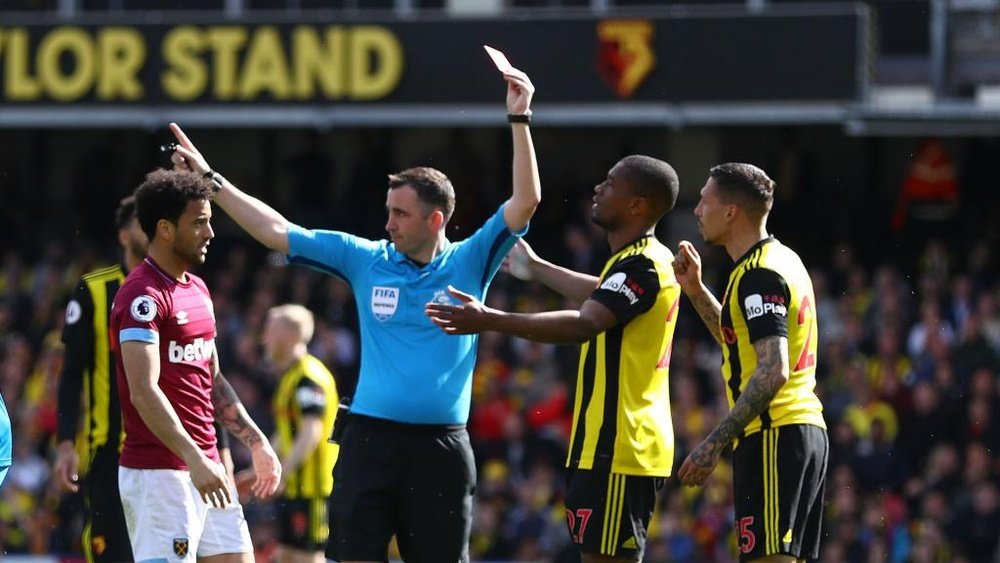 Jose Holebas was sent off against West Ham. GOAL