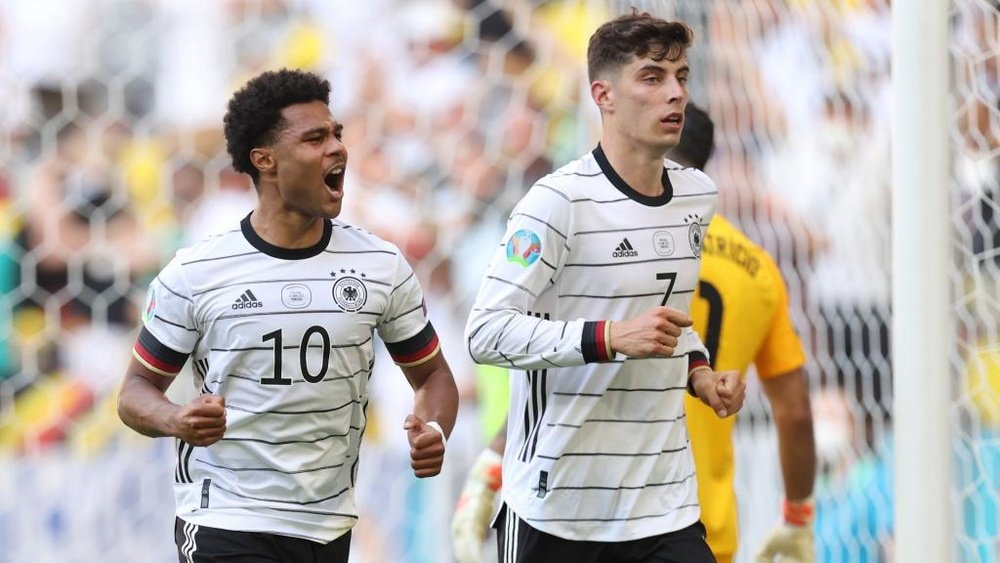 Kai Havertz (R) scored as Germany defeated Portugal 4-2. GOAL