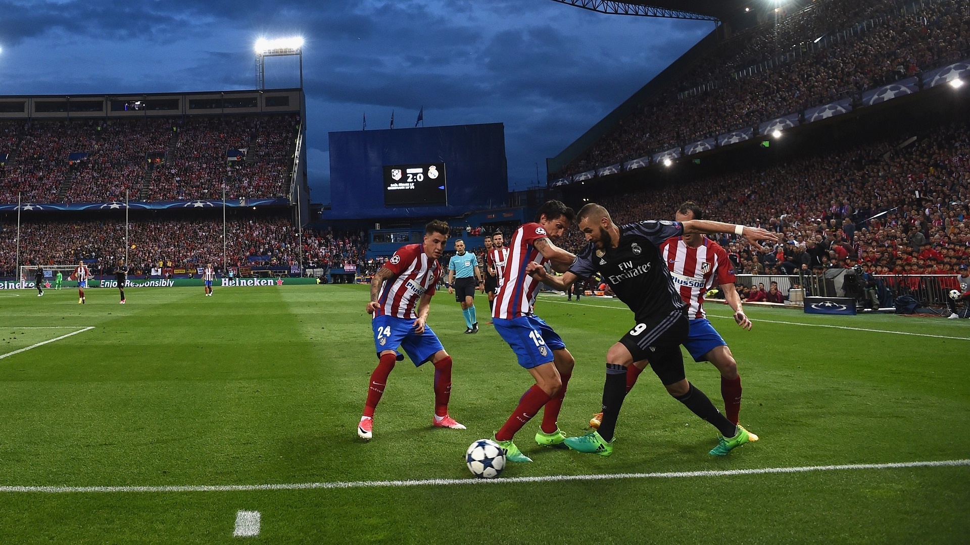 Karim Benzema, lors du match de Ligue des champions entre le Real Madrid et l'Atletico Madrid. AFP