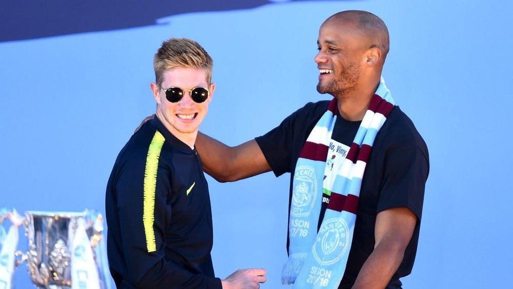 De Bruyne (L) would be happy to become City's captain. GOAL