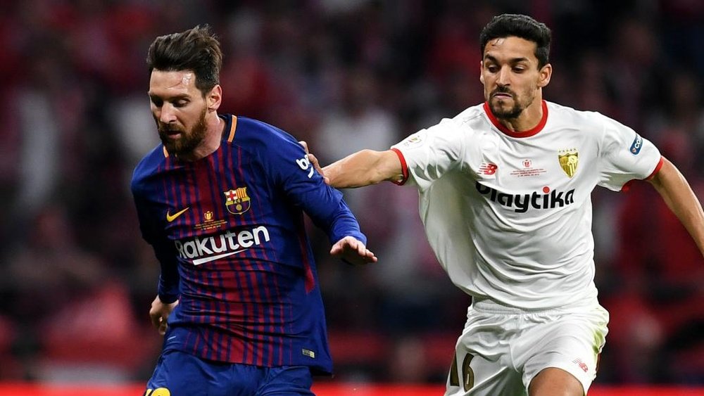 Lionel Messi and Jesus Navas.
