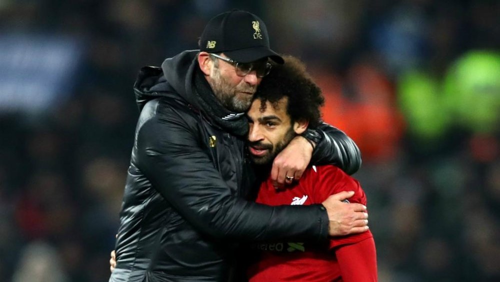 Liverpools Jurgen Klopp and Mohamed Salah