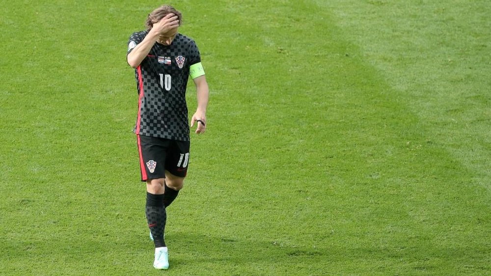 Luka Modric was left disappointed after Croatia drew with Czech Republic. GOAL