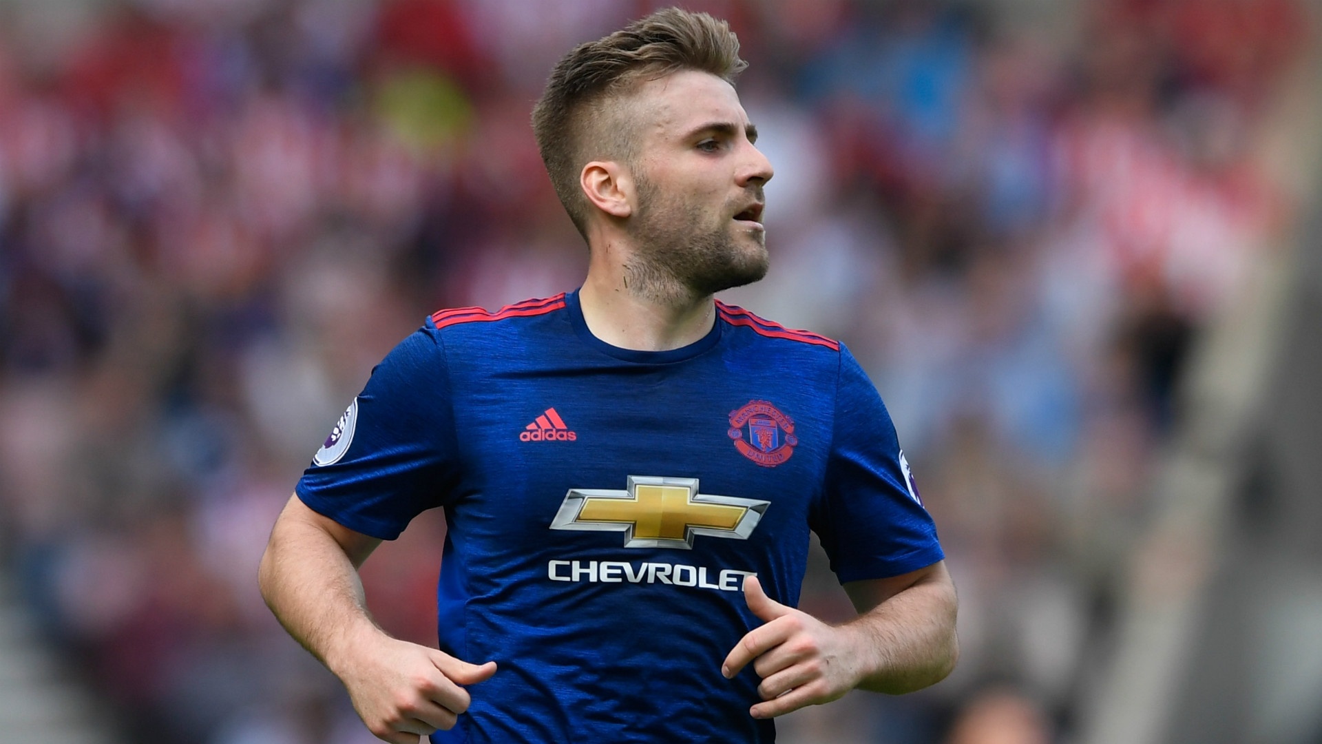 Luke Shaw, joueur du Manchester United lors d'un match de Premier League. AFP