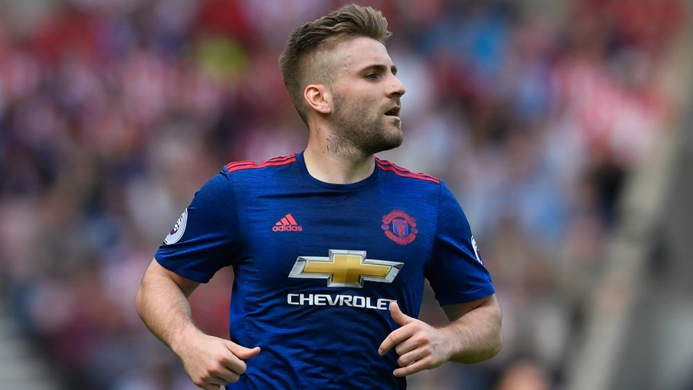 Luke Shaw, joueur du Manchester United lors d'un match de Premier League. AFP