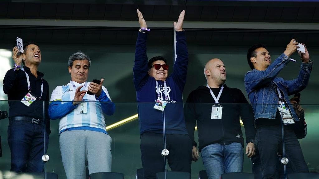 Argentina legend Maradona watches Iceland clash