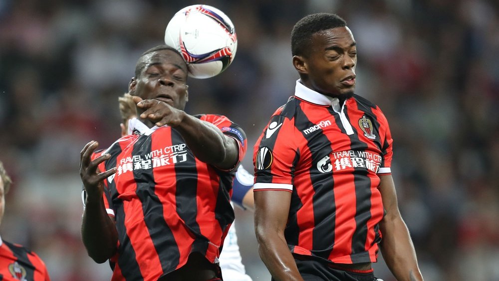 Mario Balotelli with Wylan Cyprien. Goal