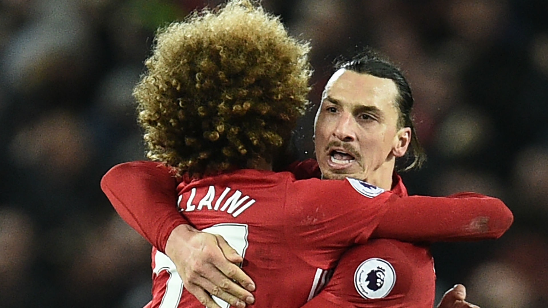 Marouane Fellaini with Zlatan Ibrahimovic. Goal