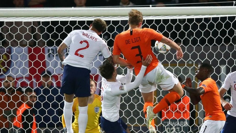 Matthijs de Ligt scored the equalising header for the Netherlands. GOAL
