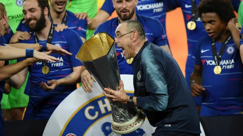 Sarri was praised by David Luiz after Chelsea's Europa League triumph. GOAL