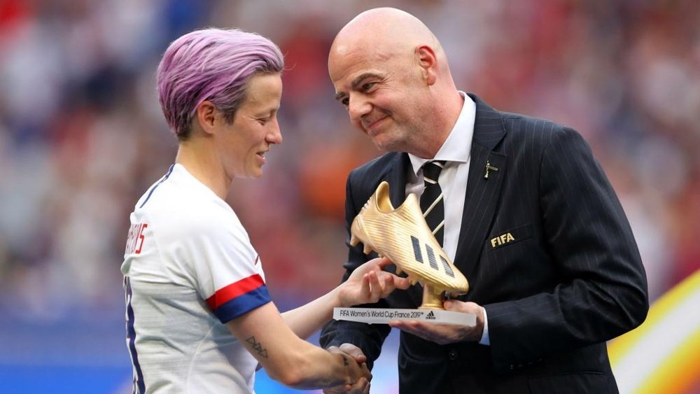 Rapinoe was presented with the Golden Boot award by Infantino. GOAL
