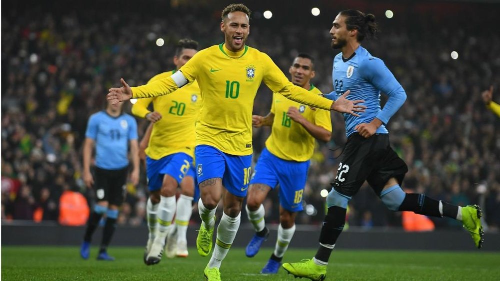 Brazil captain Neymar pleased with stern Uruguay test. Goal