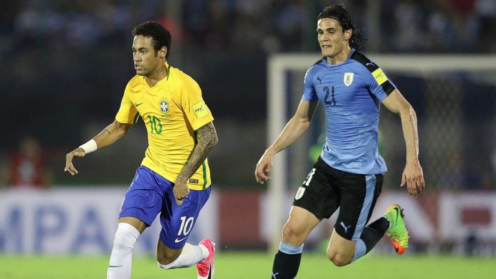 Neymar Edinson Cavani Uruguai Brasil Eliminatorias 2018. Goal