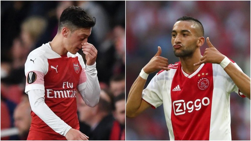 Overmars says he recommended Arsenal to sell Ozil (L) and take Ziyech (R). GOAL