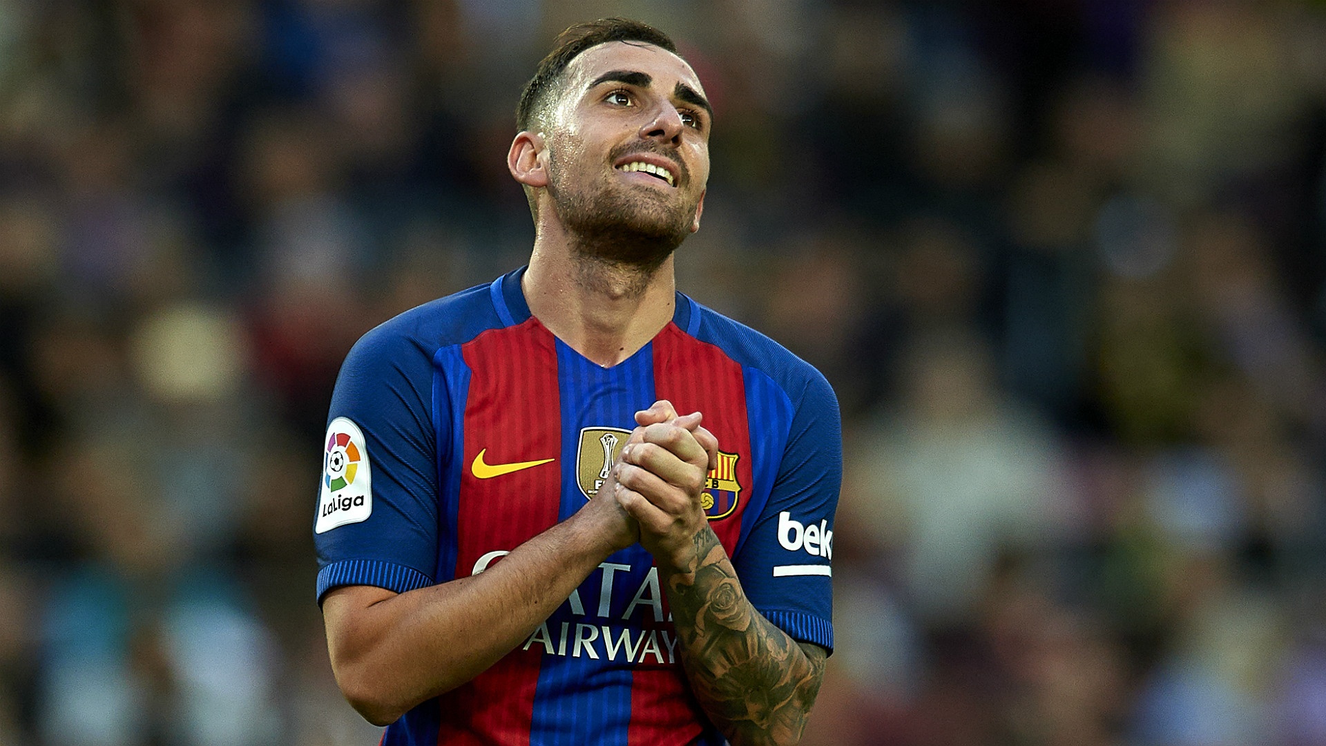 Paco Alcacer, l'attaquant du Barcelone dans un match de Liga contre Malaga. AFP