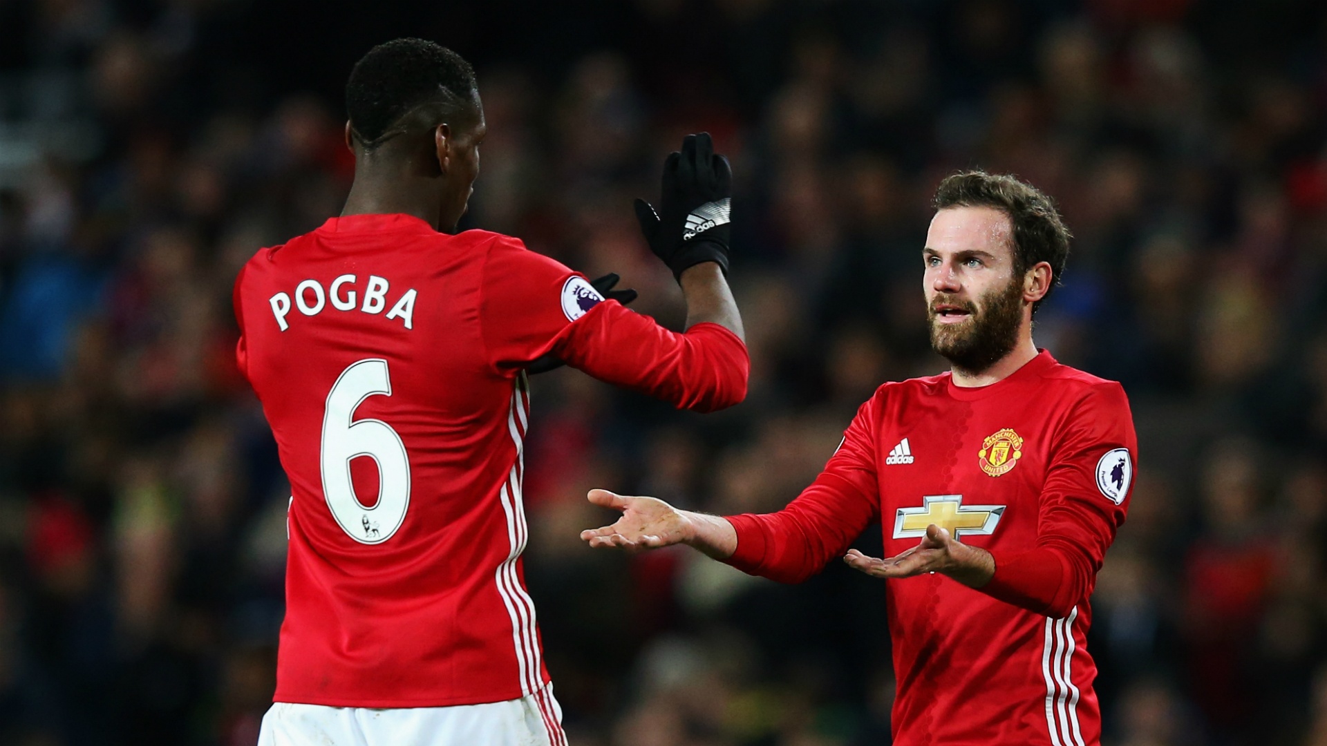 Pogba and mata shaking hands. Goal