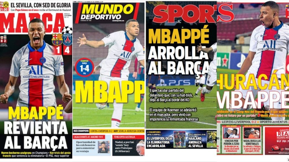 Furacão Mbappé: jornais europeus exaltam PSG. EFE
