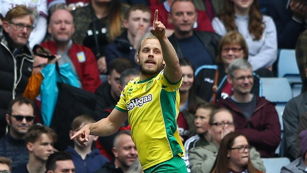 Pukki scored for Norwich as the Canaries won the Championship title. GOAL