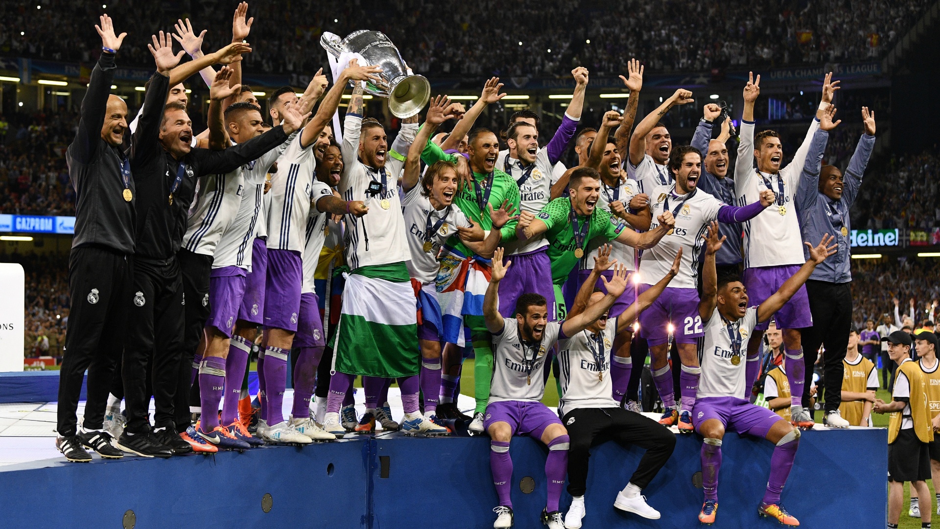 Les joueurs du Real Madrid célèbre la Ligue des champions. AFP