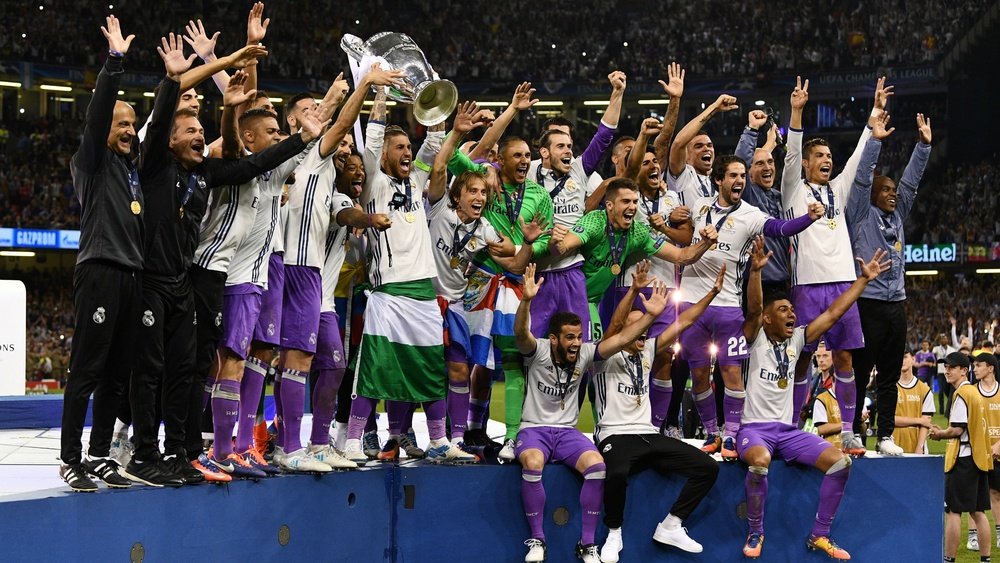 Les joueurs du Real Madrid célèbre la Ligue des champions. AFP