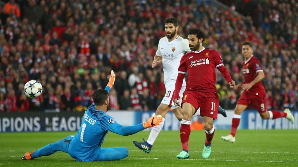 Salah was the thorne in Roma's side during the first leg. GOAL