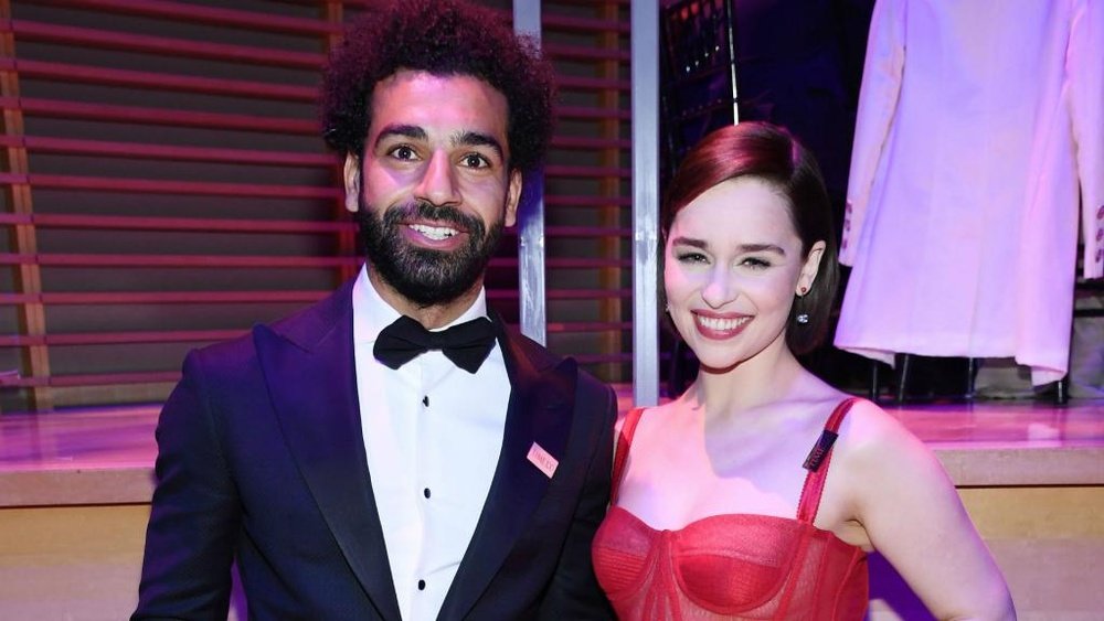 Mo Salah met Game of Thrones' Emilia Clarke at the TIME event on Wednesday. GOAL