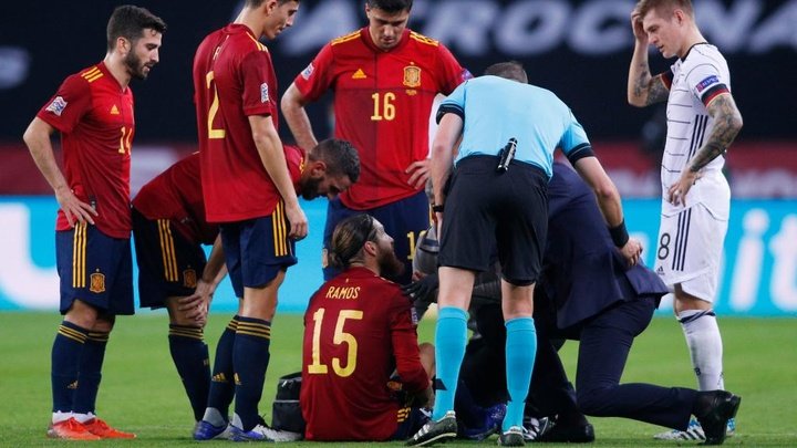 Ramos injured in first half of Spain v Germany