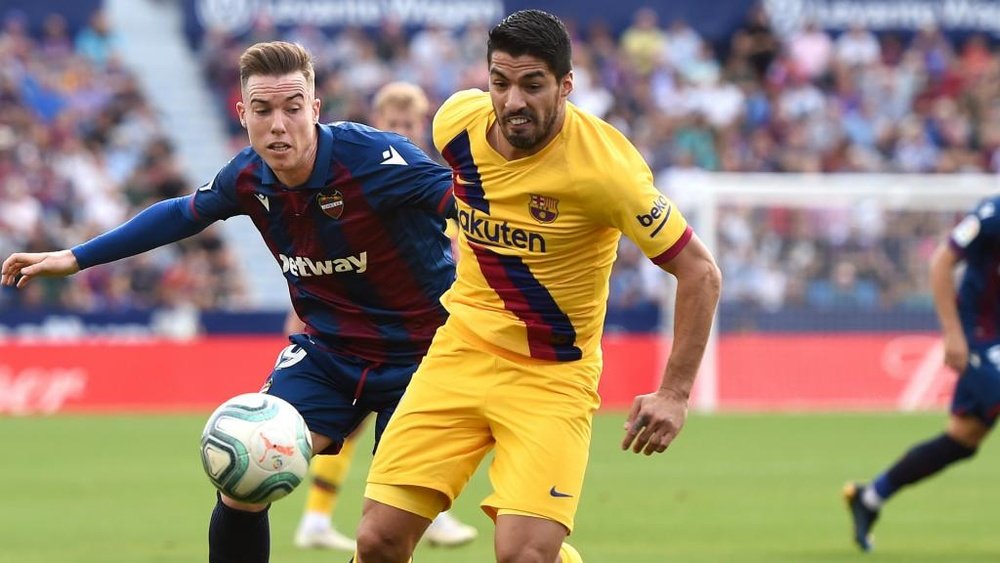 Suarez will have tests on his calf after he had to leave the Levante game early. GOAL