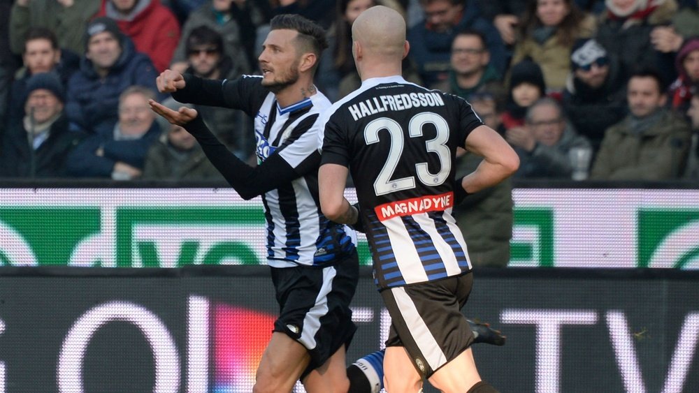 Cyril Thereau of Udinese celebrating. Goal