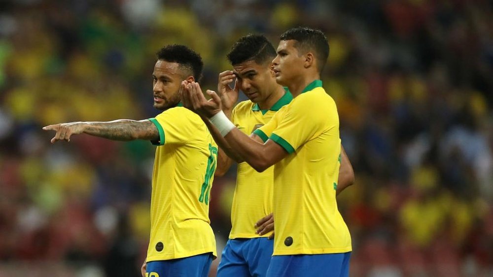 Thiago Silva (R) was disappointed by the fact his team were held by Senegal. GOAL