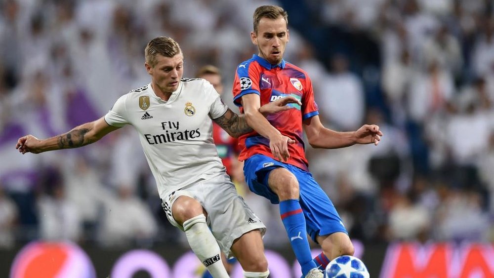 Toni Kroos pictured as Real Madrid scraped past Viktoria Plzen in the Champions League. GOAL