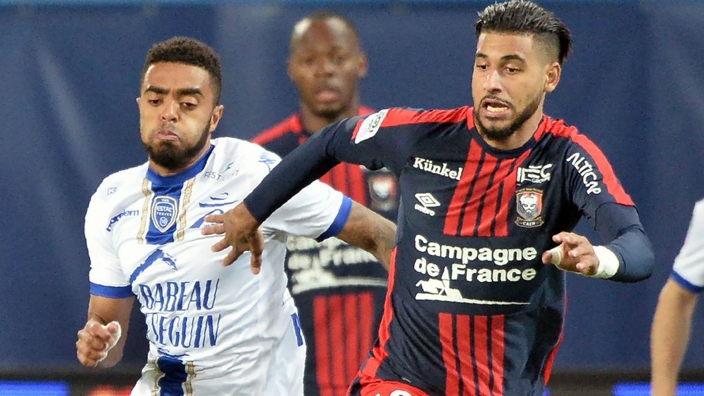 Tristan Dingoume et Youcef Ait Bennasser, Caen-Troyes, Ligue 1. GOAL