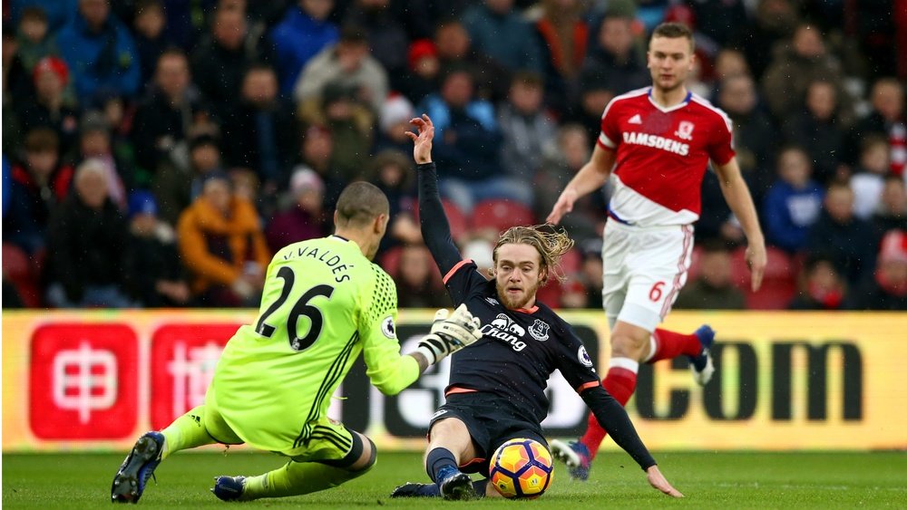 Valdes making a save in Saturday's match. Goal