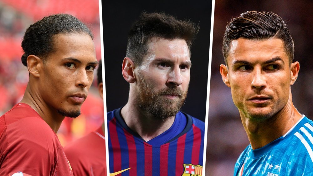 Messi, Cristiano Ronaldo e Van Dijk são os finalistas do melhor do ano da Uefa. AFP
