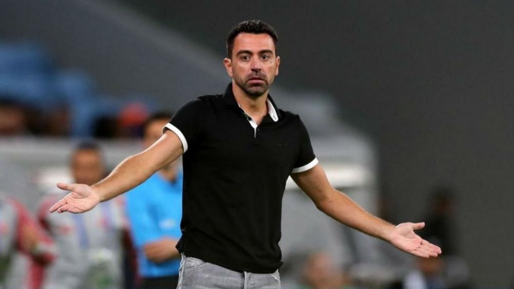 Xavi was left frustrated by a late penalty not being awarded. GOAL