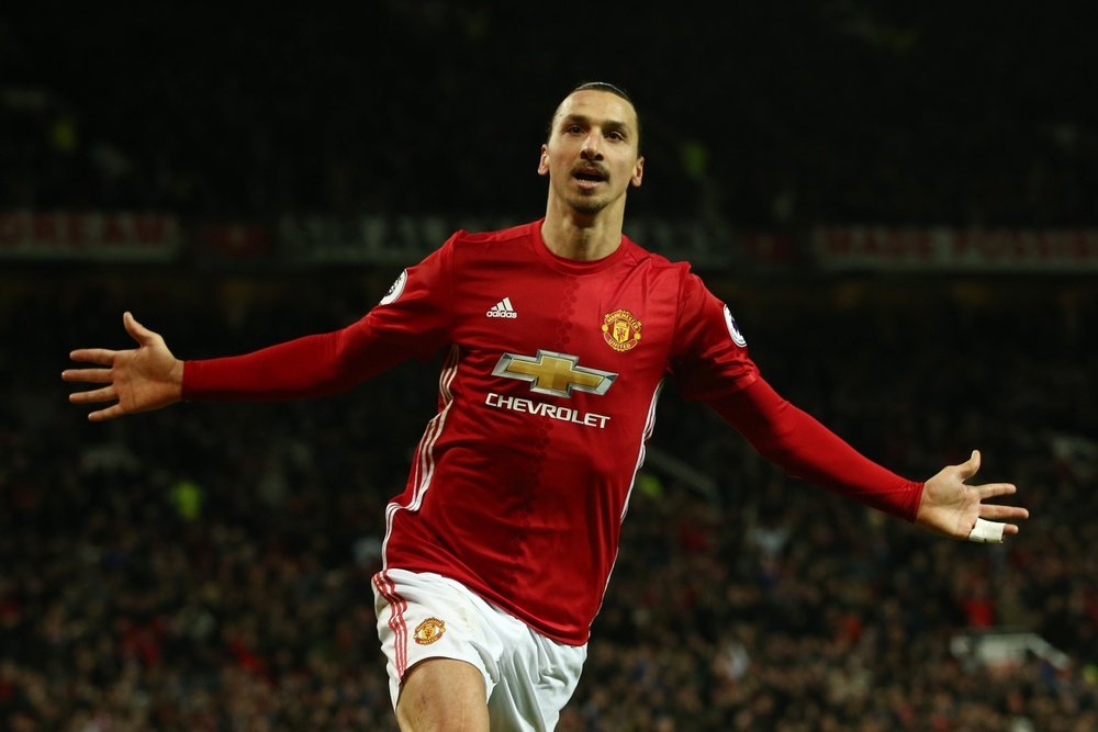 Zlatan Ibrahimovic celebrates scoring against Sunderland. Goal